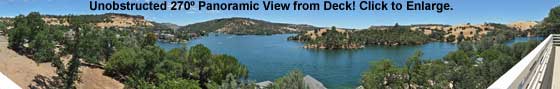 Lake Tulloch View Panorama from deck of rental home.